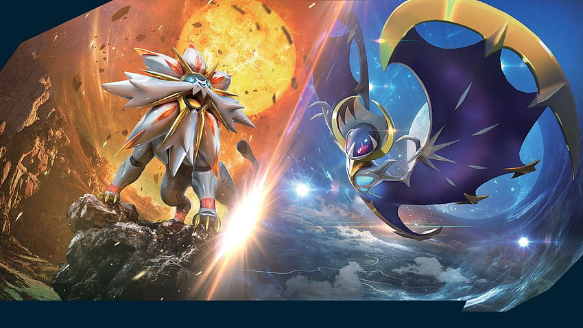 Download wallpapers Lunala, Solgaleo, battle, artwork, manga, Pokemon,  Solgaleo vs Lunala for desktop free. Pictures for desktop free