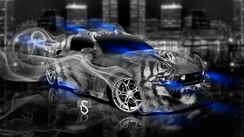 Ford Mustang Fantasy Smoke Tiger 2013 el Tony, Neon Mustang HD duvar kağıdı