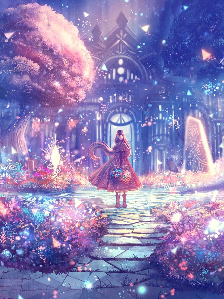 Anime Girl Flowers Garden 4K Wallpaper iPhone HD Phone #6901k