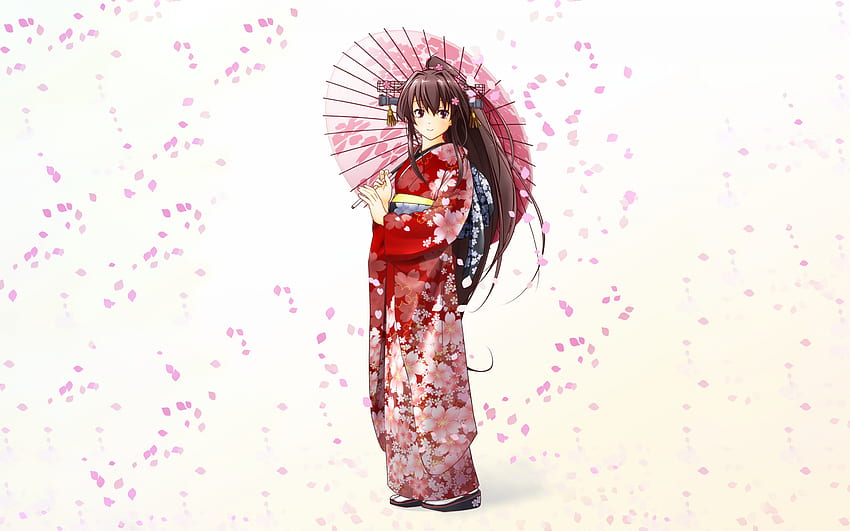 Yamato, Kantai Collection, Kancolle, postać Yamato, czerwona sukienka kimono, Yamato Kancolle, postacie z kolekcji Kantai Tapeta HD