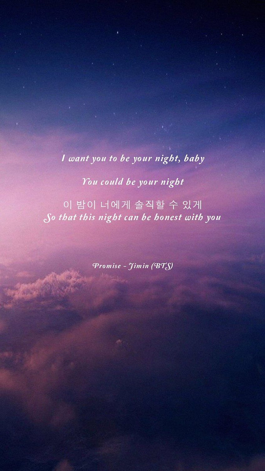 BTS Lyrics ⁷  So that this night can be honest with you Promise  Jimin  Lyrics by doolsetbangtan HD phone wallpaper  Pxfuel