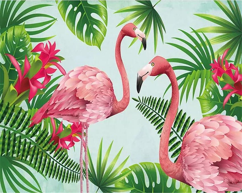 Beibehang Lantai Kustom Flamingo Daun Tropis Kamar Anak-anak Dinding Latar Belakang TK 3D . . - AliExpress Wallpaper HD