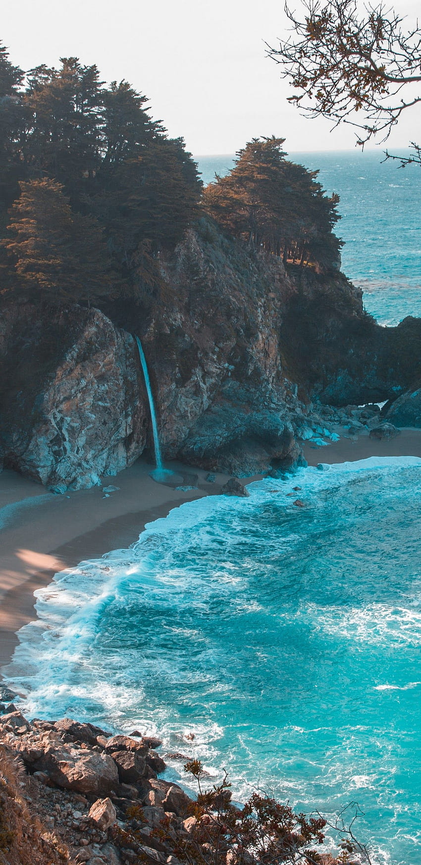 Strand-Natur-Meereslandschaft, Pixel-Strand HD-Handy-Hintergrundbild