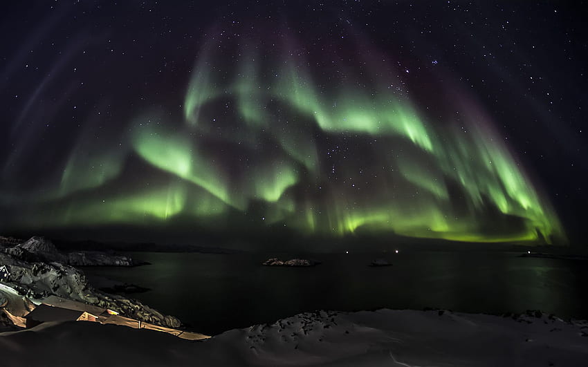 Aurora Borealis Northern Lights Night Green Stars sky e ., Stars Northern Lights HD wallpaper