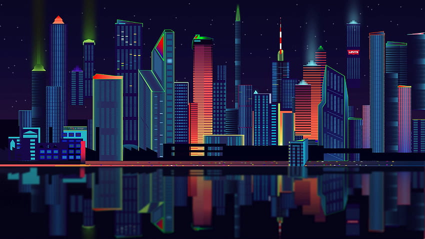 ciudad, vector, panorama u 16:9 fondo de pantalla