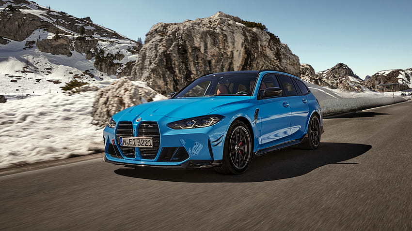 BMW, M3 Competition, Touring, M XDrive, M Performance, Pièces, Bleu, Voiture 2022 Voitures Fond d'écran HD