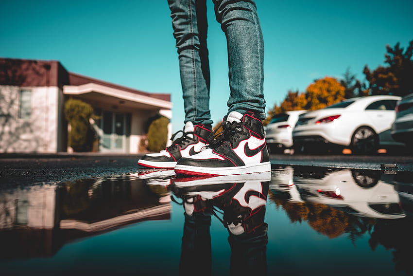 Reflection, , , Legs, Sneakers, Puddle HD wallpaper