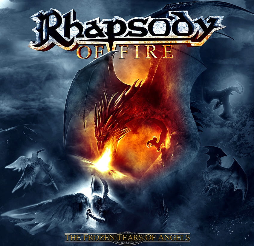 Rhapsody of Fire - Frozen Tears of Angels, เทรา, แช่แข็ง, ฉีก, นางฟ้า, วงดนตรี, หนัก, ดนตรี, โลโก้, โลหะ, มังกร, ไฟ, แรปโซดี วอลล์เปเปอร์ HD