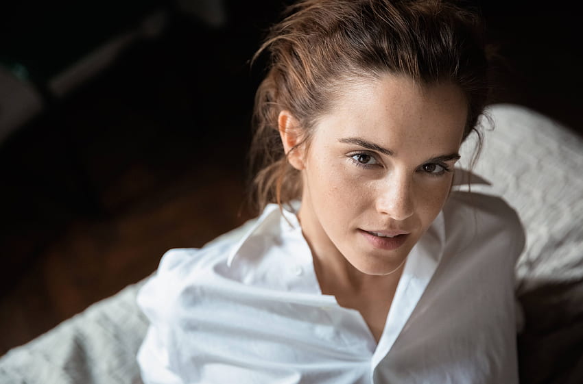 Emma Watson, actrice, chemise blanche, célébrité Fond d'écran HD