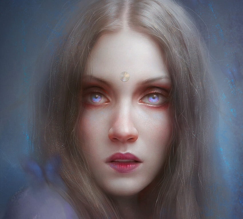 Girl, meng xiangning, blue, fantasy, art, face HD wallpaper | Pxfuel