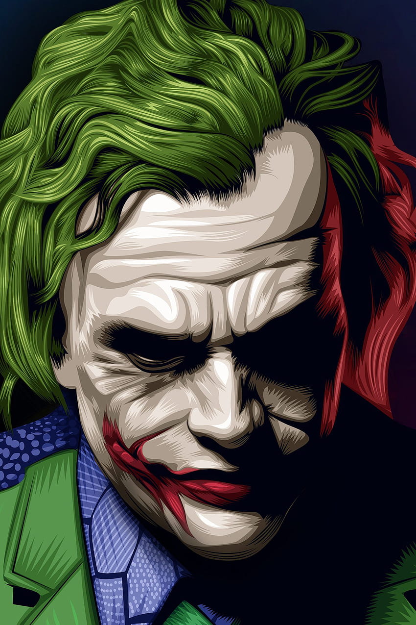Grafika ilustracji Jokera Heatha Ledgera — najlepsza, dla Jokera Tapeta na telefon HD
