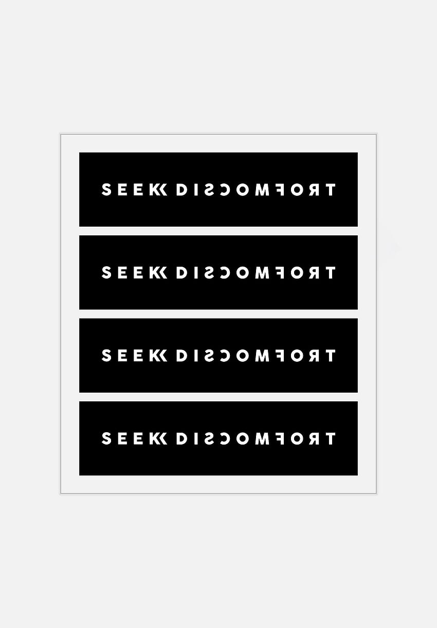 Black 'Seek Discomfort' Sticker Pack HD phone wallpaper