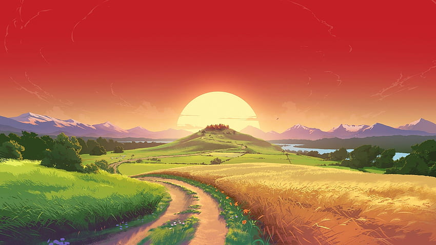 Sunrise Landscape Art Scenery Nature , Lenovo HD wallpaper