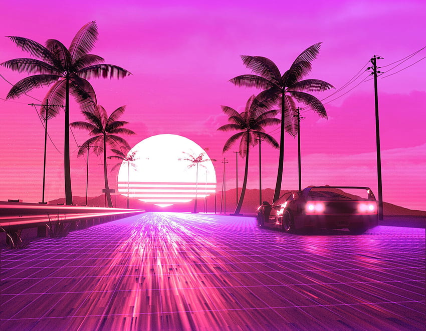 Retro 80s Ride Resolution , , Background и , Miami Pink HD тапет