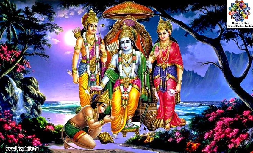 Divyatattva Astrologie Horoskope Hellseher Tarot Yoga Tantra Okkulte Videos: Lord Rama Sita Hanuman Hintergrund der hinduistischen Götter HD-Hintergrundbild