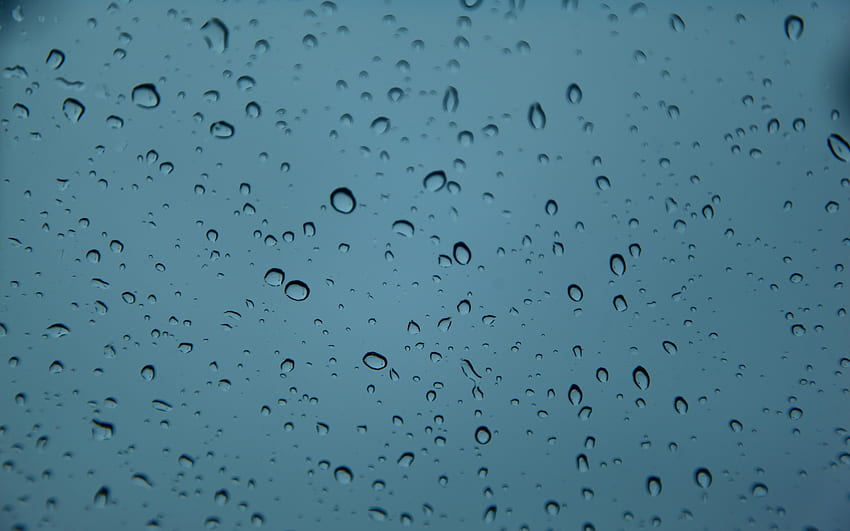 gotas de orvalho, azul, chuva, grafia, frio, gotas, gotas de água, vidro, água, orvalho papel de parede HD