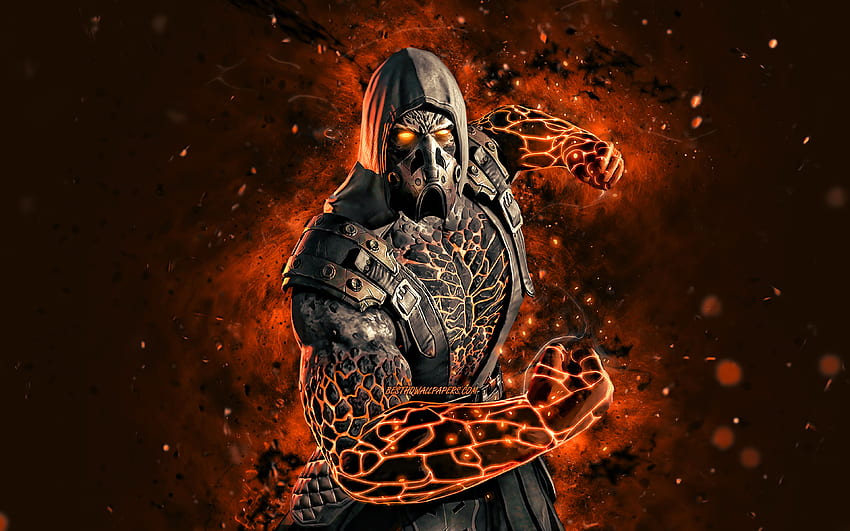 Tremor Black Dragon, , orange Neonlichter, Mortal Kombat Mobile, Kampfspiele, MK Mobile, kreativ, Mortal Kombat, Tremor Black Dragon Mortal Kombat HD-Hintergrundbild