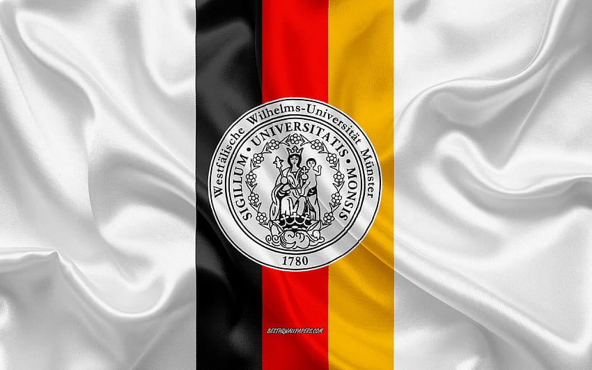University of Munster Emblem, German Flag, University of Munster logo, Munster, Germany, University of Munster HD wallpaper