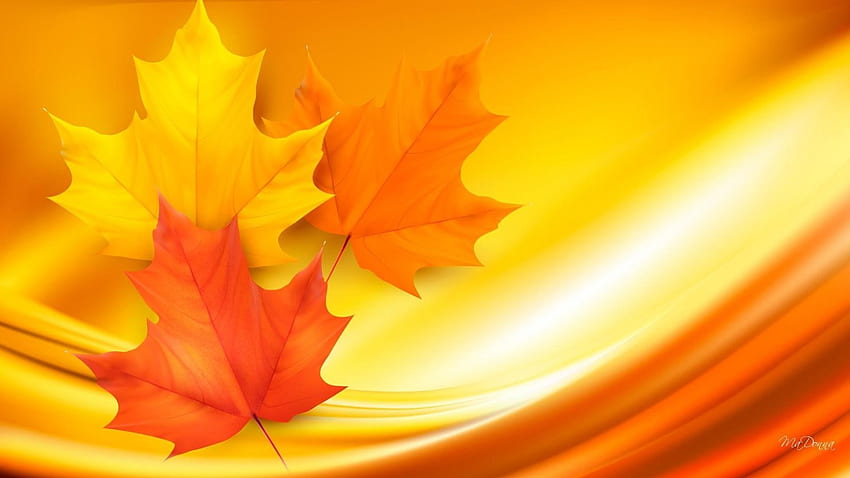 Artystyczny - Jesień Artystyczny Liść Maple Leaf Pomarańczowy Żółty Tapeta HD
