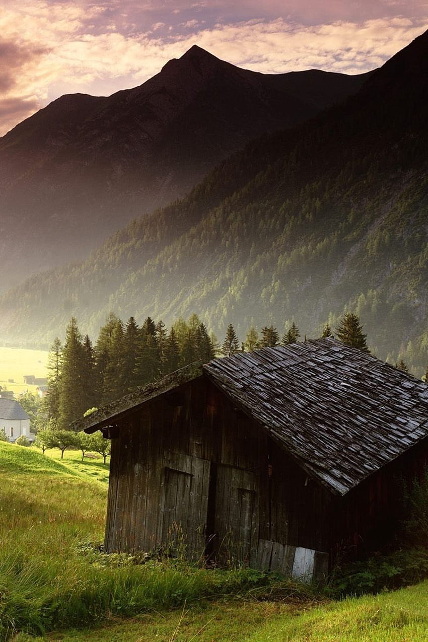 tyrol, austria, mglisty, góra, wieś Tapeta na telefon HD