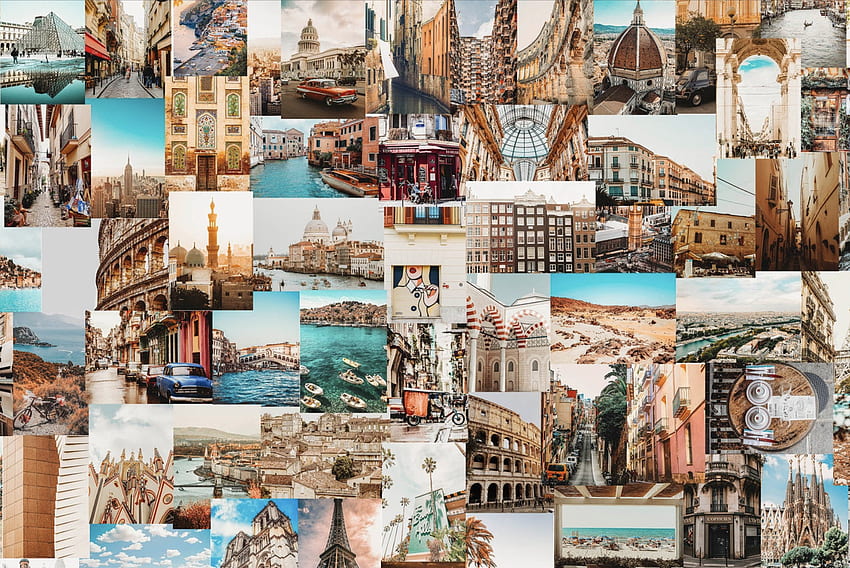 旅行コラージュ、美的旅行 高画質の壁紙