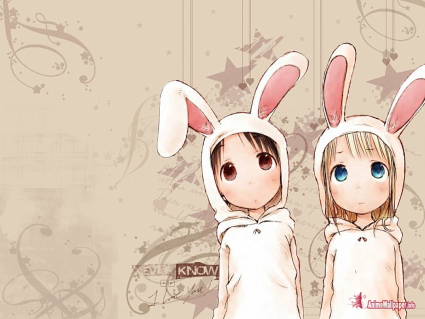 부활절 토끼, 소녀, 애니메이션 HD 월페이퍼