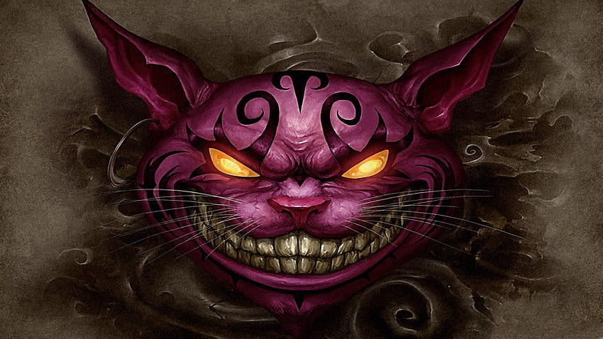 วีดีโอเกมส์ แมว สัตว์ อลิซในแดนมหัศจรรย์ สีม่วง วิดีโอ ยิ้ม ยิ้ม Chesire Cheshire Cat ความบ้าคลั่ง เกม Game Art ความชั่วร้าย วอลล์เปเปอร์ HD