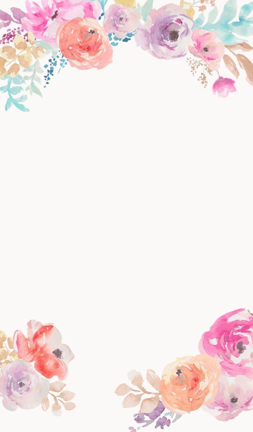 분홍색과 보라색 수채화 꽃 iPhone 배경 HD 전화 배경 화면