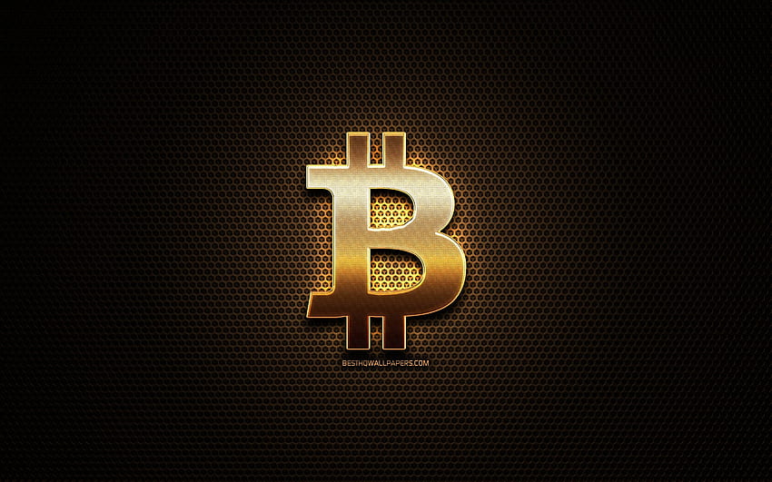 Bitcoin parıltılı logosu, kripto para birimi HD duvar kağıdı
