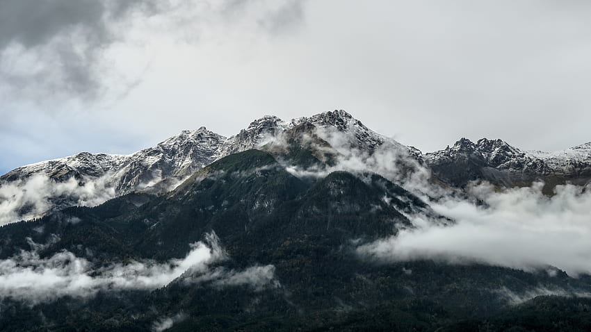Nature, Mountains, Vertex, Top, Fog HD wallpaper