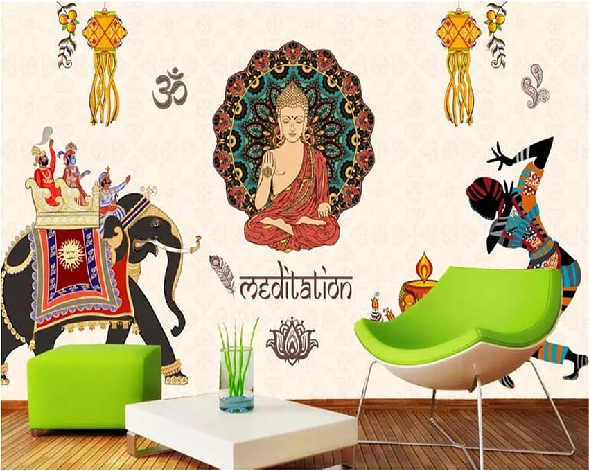 WELLYU Nostalgic Personality Stereo 3D Thai Indian Style Classic Restaurant Yoga Background wall papers home decor3D. , India Style HD wallpaper