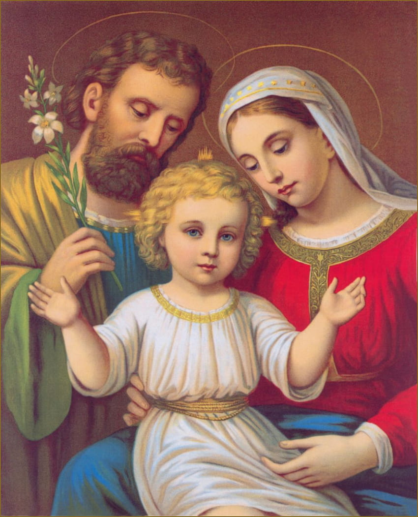 カトリックの伝統：聖。 ヨセフ、聖家族 HD電話の壁紙