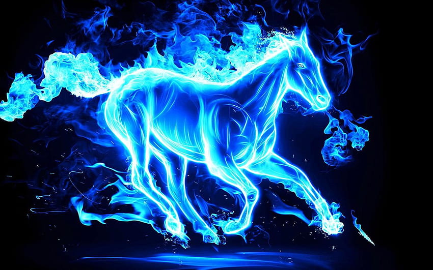 Blaues Pferd - Digitale Kunst. Studio 10, Pferdegalaxie HD-Hintergrundbild