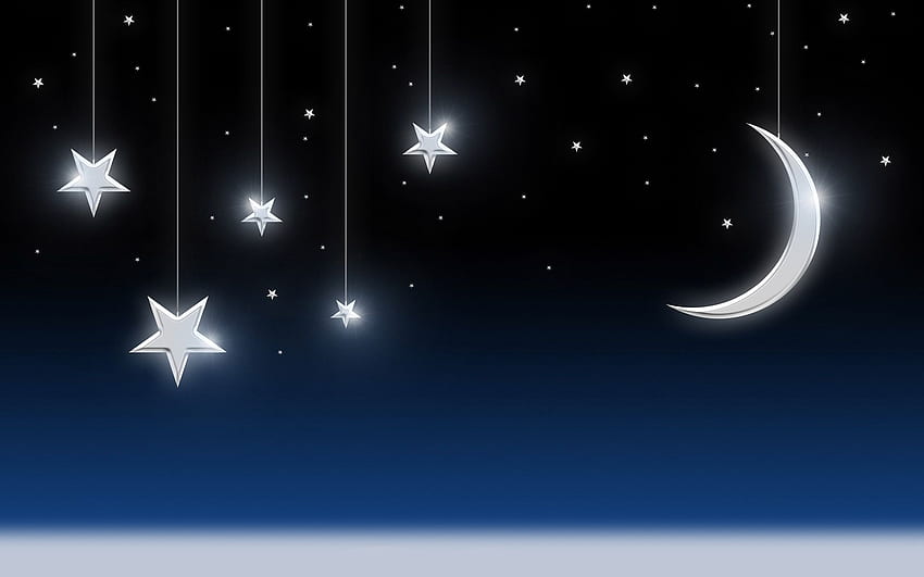 Dibujos animados de estrellas, luna y estrellas fondo de pantalla