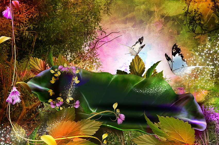 3D, Nature, Phantasmagoria, Butterfly, Leaves, Forest, Magic, Flowers / and  Mobile Background, Magical Nature HD wallpaper | Pxfuel