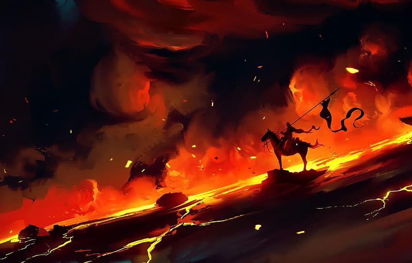 Smoke, Fire, Warrior, Fantasy, Knight, Concept Art, Fire Heroic HD wallpaper