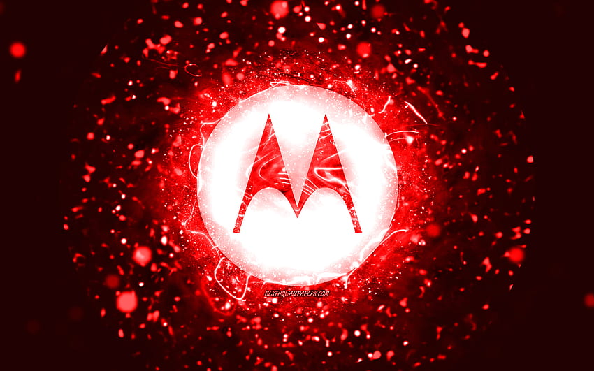 Logotipo rojo de Motorola, luces de neón rojas, creativo, abstracto rojo, logotipo de Motorola, marcas, Motorola fondo de pantalla
