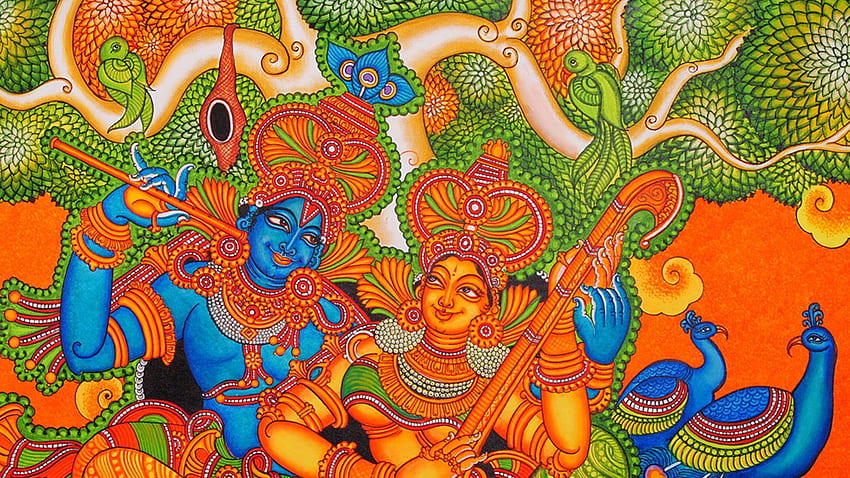 oszałamiające atrakcyjne indyjskie tradycyjne hinduskie malarstwo ścienne stare 10 ściana tła. Malarstwo ścienne, Projektowanie murali, Projekty farb ściennych Tapeta HD