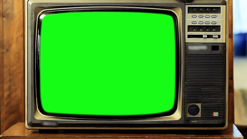 Televisão dos anos 80 com tela verde. Aumente o zoom muito rápido. Filmes papel de parede HD