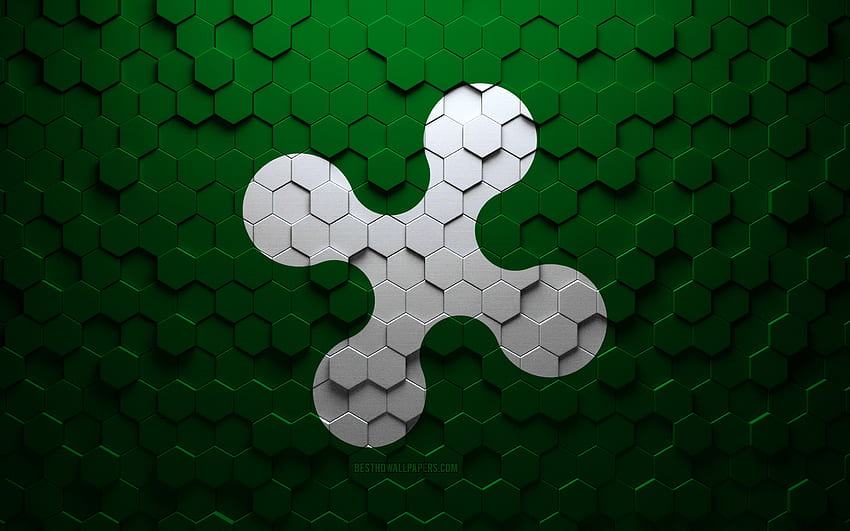 Flag of Lombardy, honeycomb art, Lombardy hexagons flag, Lombardy, 3d hexagons art, Lombardy flag HD wallpaper