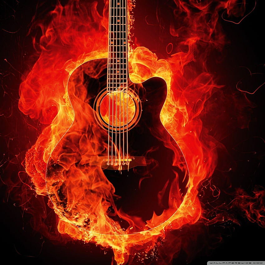 Burning Guitar HD phone wallpaper