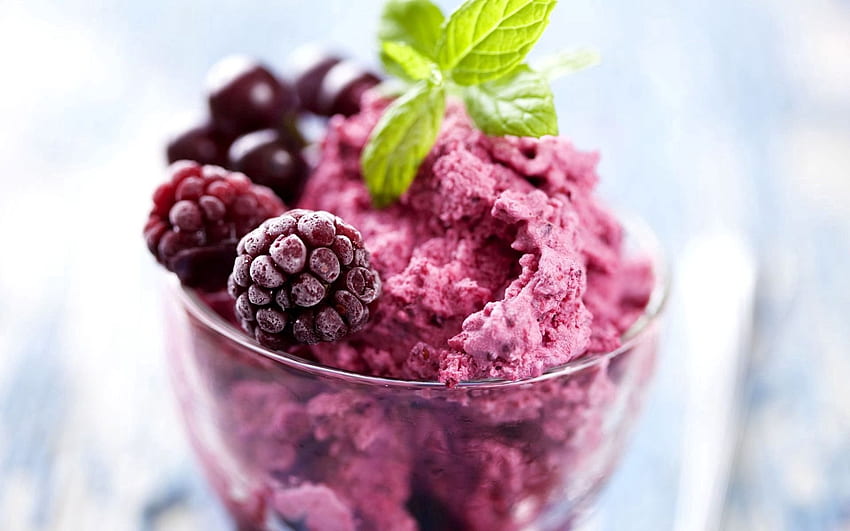 Food, Desert, Ice Cream, Blackberry, Berry HD wallpaper