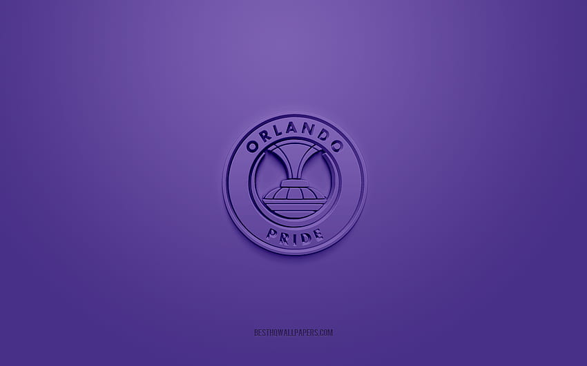 Orlando Pride, creative 3D logo, purple background, NWSL, 3d emblem, American soccer club, Florida, USA, 3d art, soccer, Orlando Pride 3d logo HD wallpaper