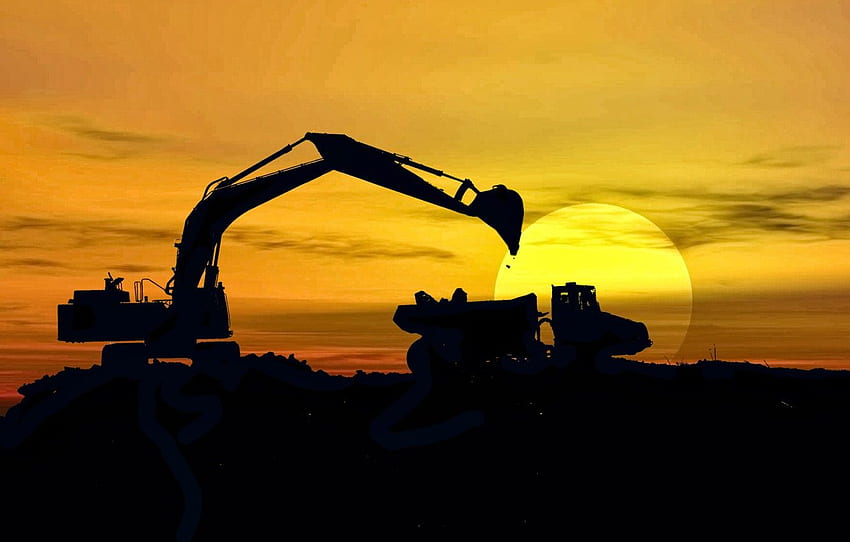 shadows, sunlight, machinery, mining for , section минимализм, Mining Engineering HD wallpaper
