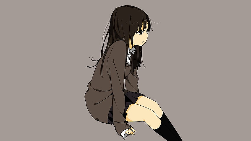 Sad Anime Girl - Anime Girl School Uniform Black And White - & Background HD  wallpaper | Pxfuel
