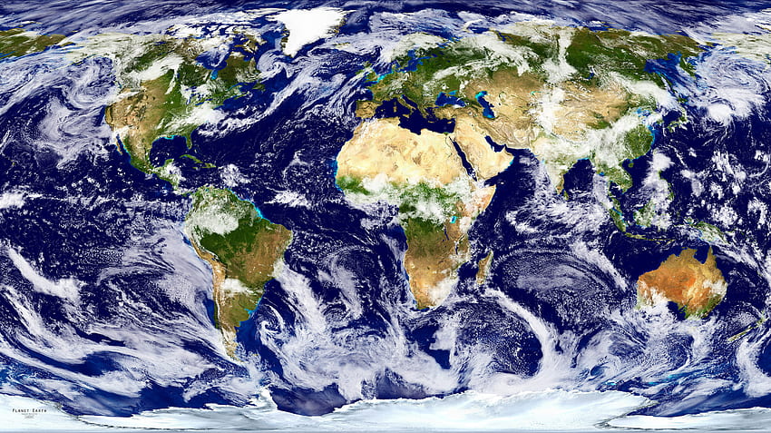 Planeta Ziemia Satelita Ry of the World w/ Cloud Cover Foto, Satelita i Ziemia Tapeta HD