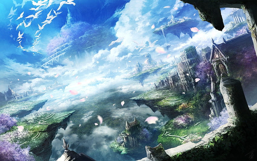 Sky City Scenery Horizon Landscape Anime 8K Wallpaper #131