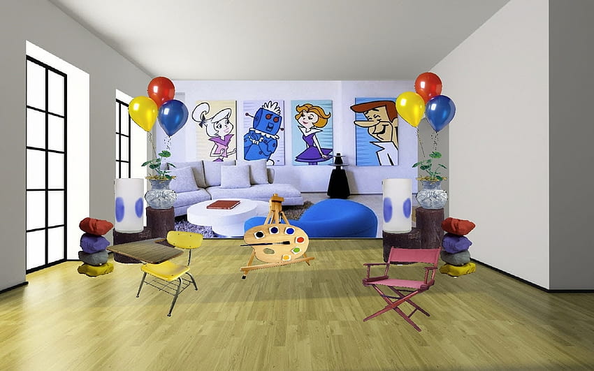 Jetsons 벽화, 파티, jetsons, 만화, 인테리어 HD 월페이퍼