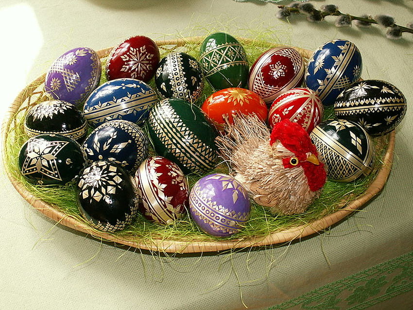 Easter eggs, coloured, easter, painted, eggs HD wallpaper