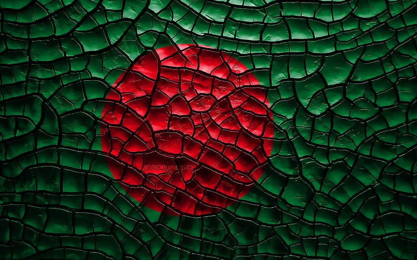 Flaga Bangladeszu, popękana gleba, Azja, krykiet Bangladeszu Tapeta HD